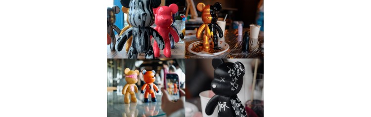 Роспись мишки Bearbricks в технике флюидарт в ресторане Be Italian Bistro (2025-11-06)